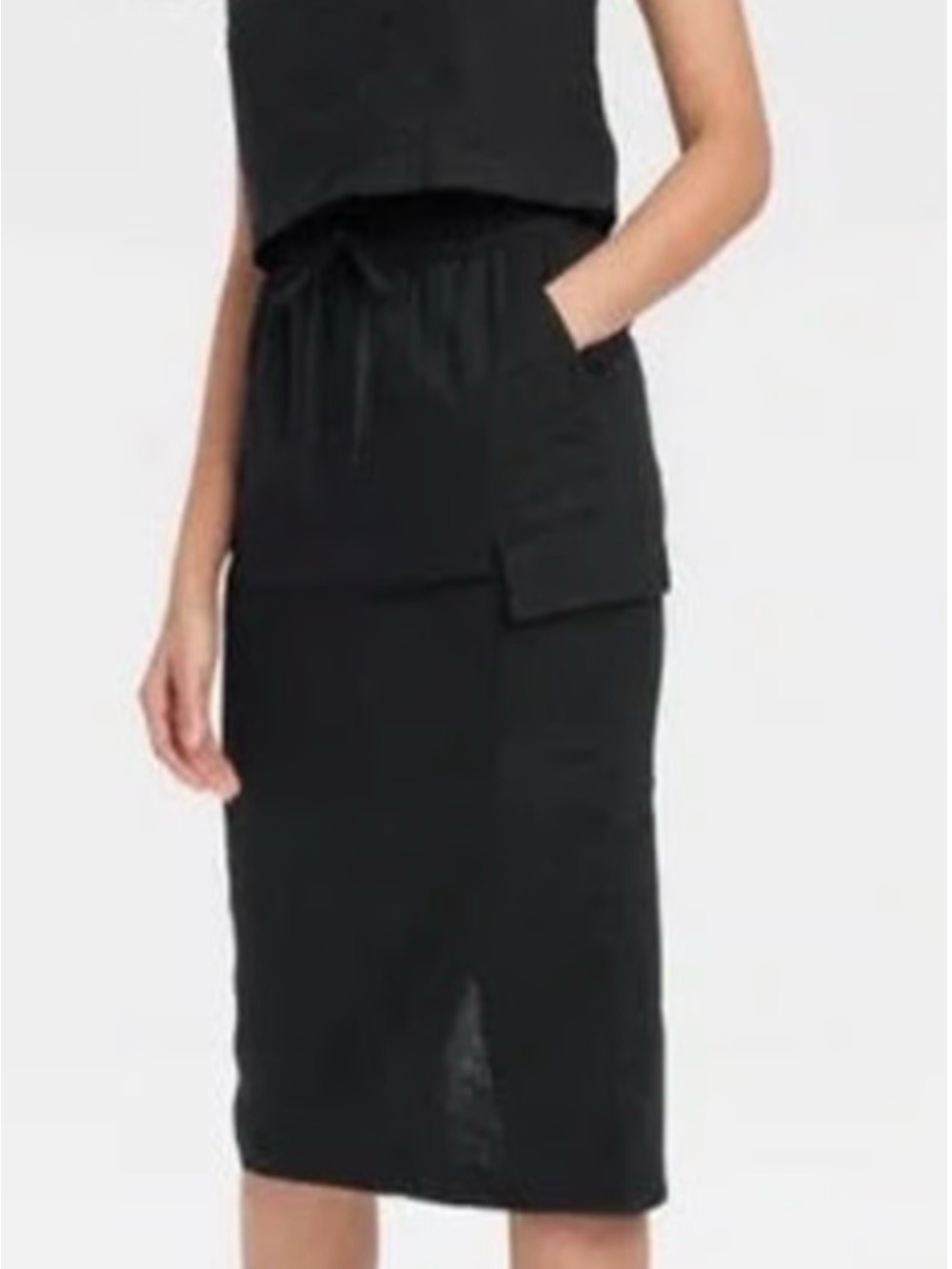 A new day Black Linen Mix Midi Cargo Skirt .